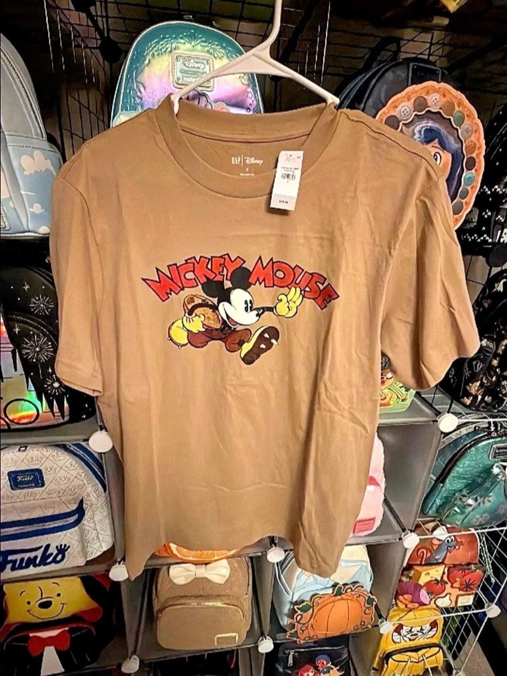 GAP Mickey Mouse Disney Graphic Tee in Brown Size Small